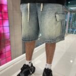 شورت جينز كارجو رجالي واسع